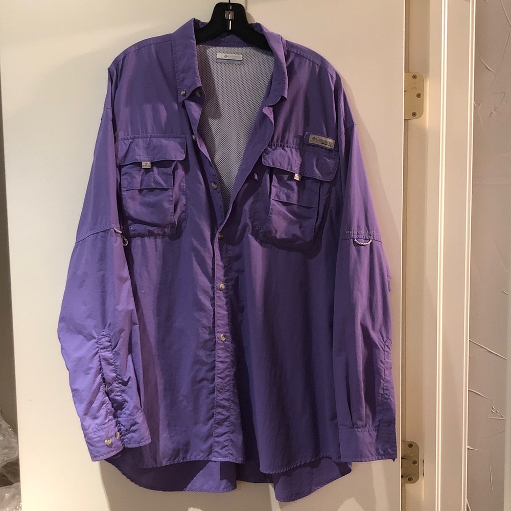 Columbia PFG Omni Shade Purple Fishing Shirt SZ XL Vented mesh lined back panel